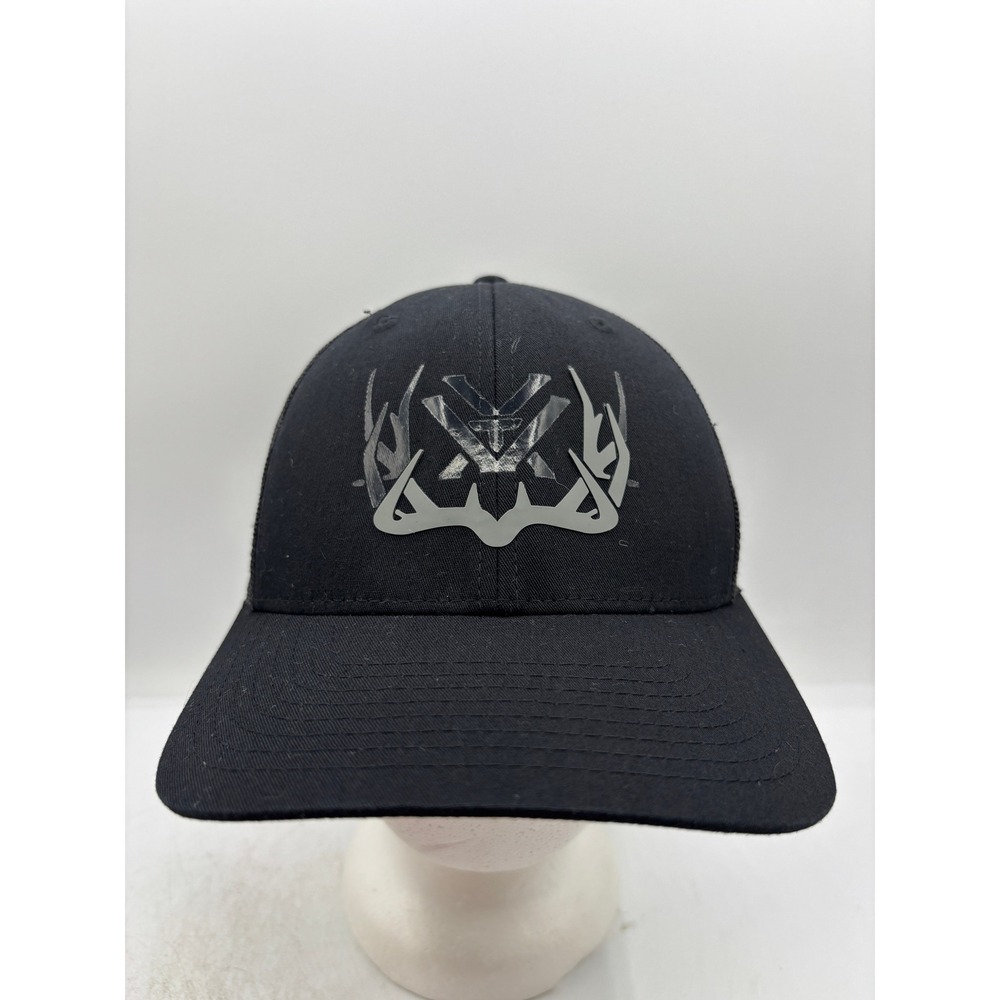 Vortex Optics Mule Deer Antler Logo Trucker Hat Black Mesh Snapback Full Tine